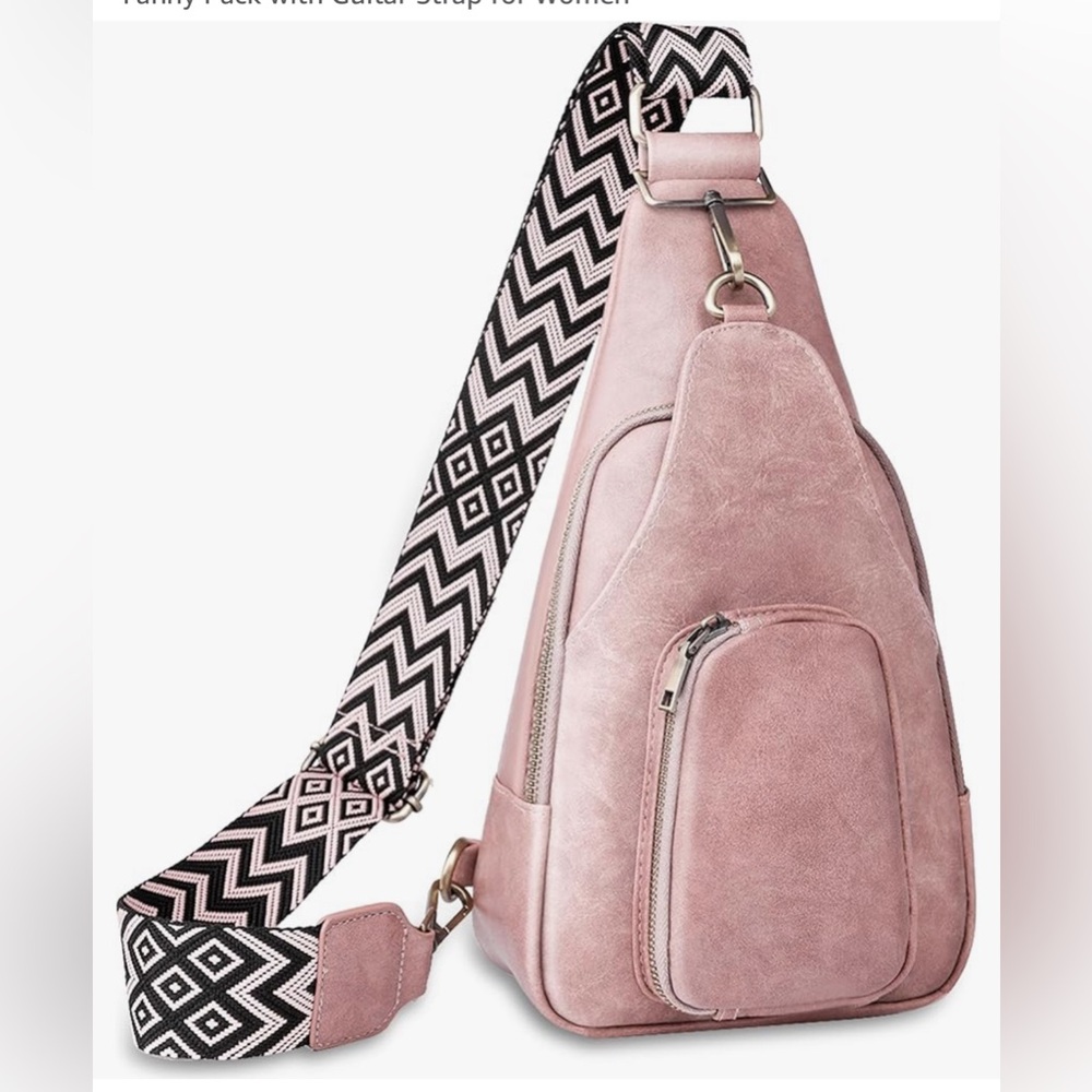 Latit pink sling bag with guitar strap